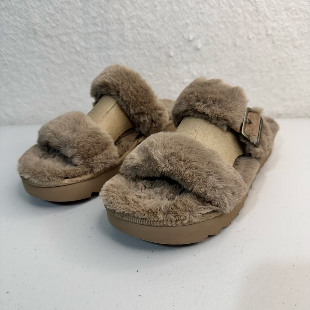 Koolaburra UGG Furr-Ah Slide Sandals Dual-Strap Plush Faux Fur Slippers Size 10